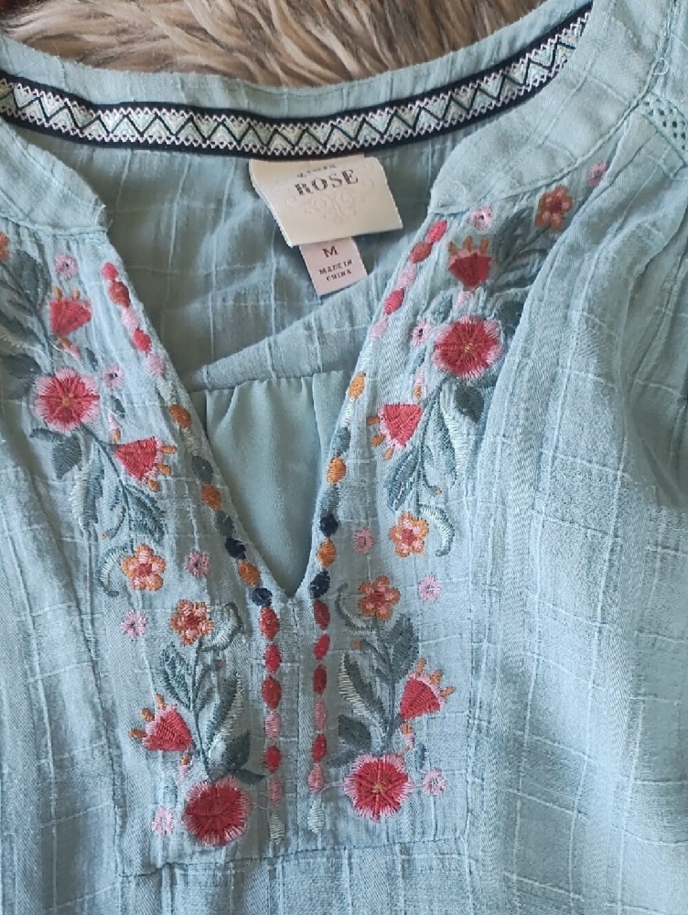 BOHO Babe Light Blue Embroidered Women's Dress - Picture 2 of 6